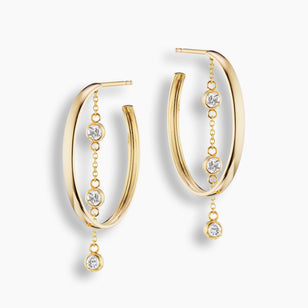 Diamond Dangle Hoops