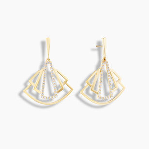 Pendientes colgantes con forma de abanico y diamantes decorativos