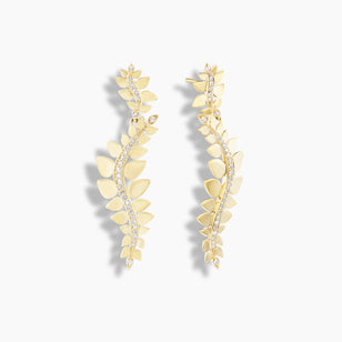 Black Tie Leaf Climber Earrings