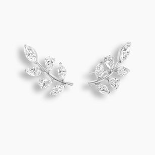 Diamond Leaf Stud Earrings