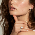 Marquise Diamond East West Evil Eye Pinky Ring
