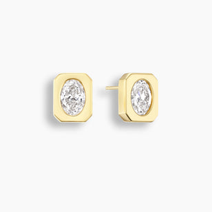 Oval Diamond Bezel Frame Studs