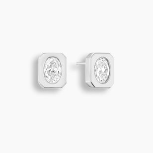 Oval Diamond Bezel Frame Studs