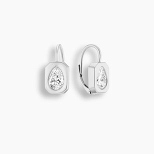 Pear Diamond Bezel Frame Drop Earrings