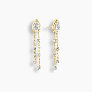 Pear Diamond Bezel Cosmic Dangle Earrings