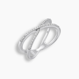 Sterling Silver Diamond X Ring