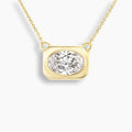 Bezel Frame Oval Diamond Necklace