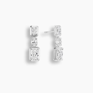 Radiant Cut Bezel Diamond Drop Earrings