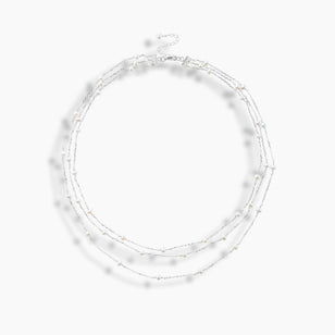 Sterling Silver 3 Strand Akoya Pearl Necklace