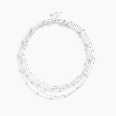 Sterling Silver 3 Strand Akoya Pearl Necklace