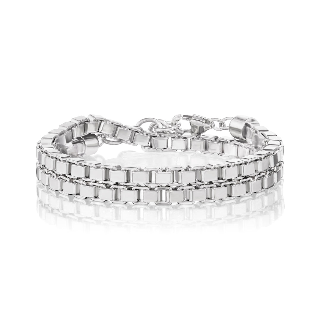 Sterling silver box chain bracelet 2025