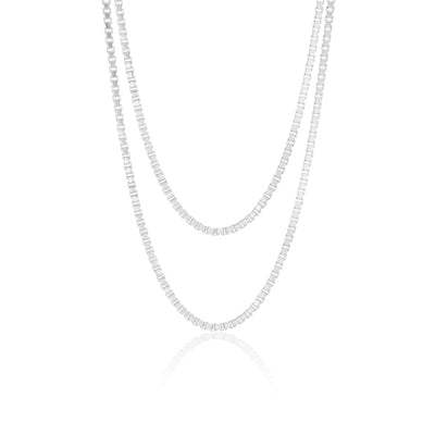 Collar de cadena tipo caja de plata de ley