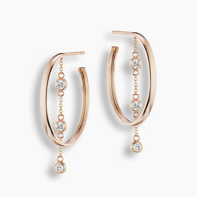 Diamond Dangle Hoops