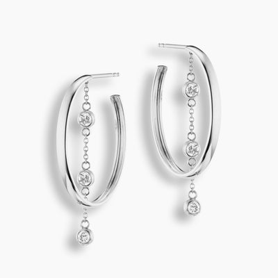 Diamond Dangle Hoops