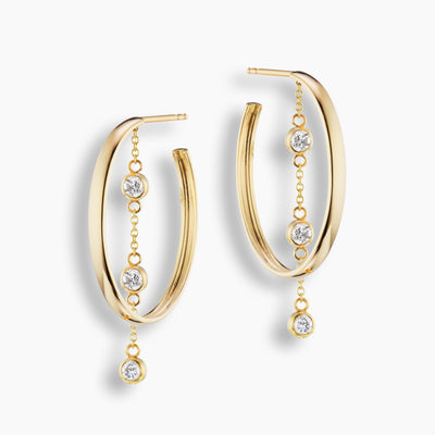 Diamond Dangle Hoops