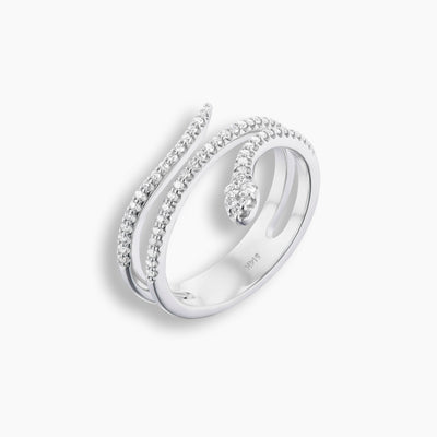 Anillo envolvente de serpiente de diamantes 