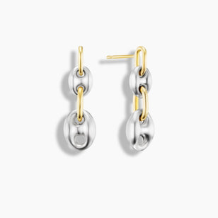 Mixed Metal Puffed Mariner Earrings