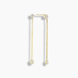 Diamond Bezel Chain Drop Stud Earrings
