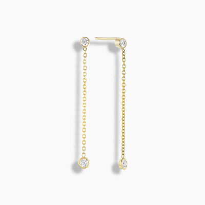 Diamond Bezel Chain Drop Stud Earrings