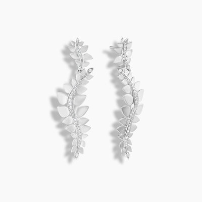 Black Tie Leaf Climber Earrings