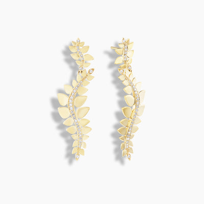 Black Tie Leaf Climber Earrings