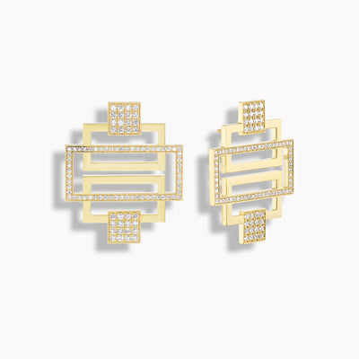 Pendientes Greca con diamantes decorativos