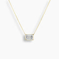 East West Emerald Cut Diamond Bezel Necklace