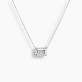 East West Emerald Cut Diamond Bezel Necklace
