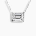 East West Emerald Cut Diamond Bezel Necklace