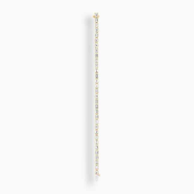 Emerald Cut Diamond Bezel Tennis Bracelet