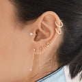 Diamond Bezel Chain Drop Stud Earrings