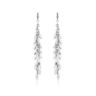 Sterling Silver Feather Chain Fringe Earrings