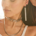 Sterling Silver Multi Row Bead Chain Earrings