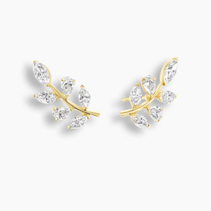 Diamond Leaf Stud Earrings