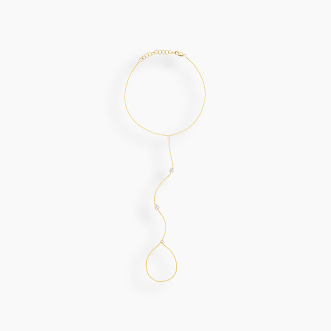 Round Cut Bezel Diamond Hand Chain