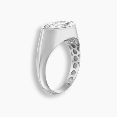 Marquise Diamond East West Evil Eye Pinky Ring