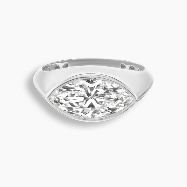 Marquise Diamond East West Evil Eye Pinky Ring