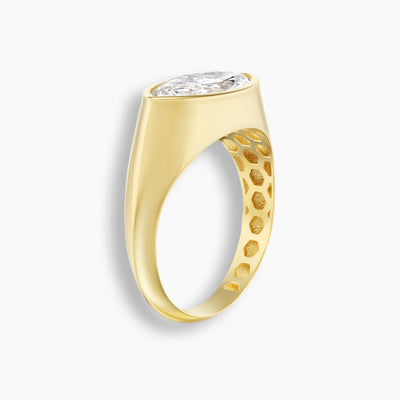 Marquise Diamond East West Evil Eye Pinky Ring