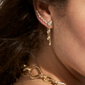 Pear Diamond Bezel Cosmic Dangle Earrings