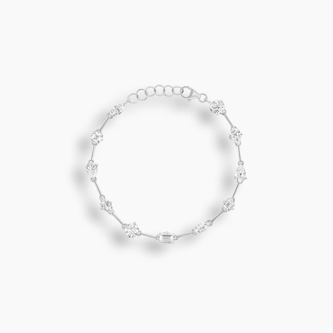 Mixed Cut Diamond Tennis Bracelet