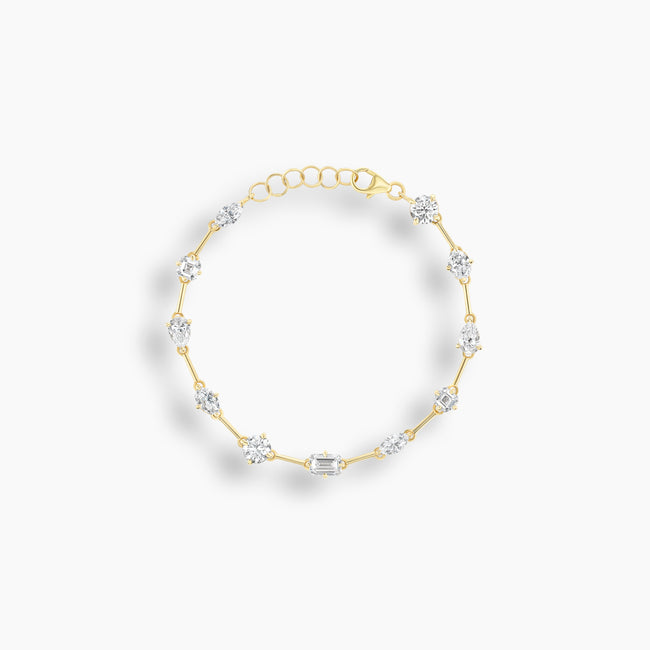 Mixed Cut Diamond Tennis Bracelet