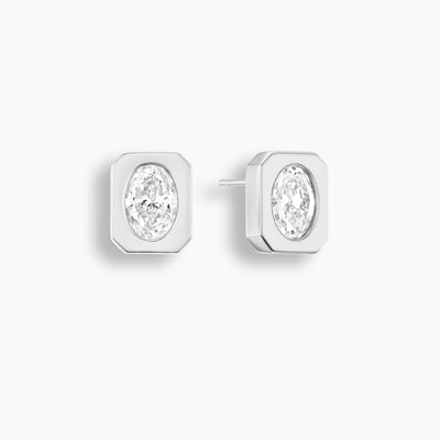 Oval Diamond Frame Studs