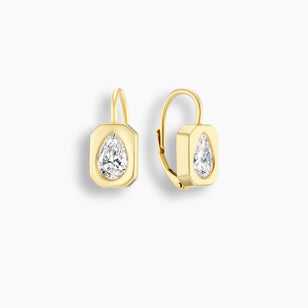 Pear Diamond Bezel Frame Drop Earrings