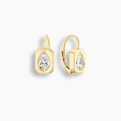 Pear Diamond Frame Drop Earrings