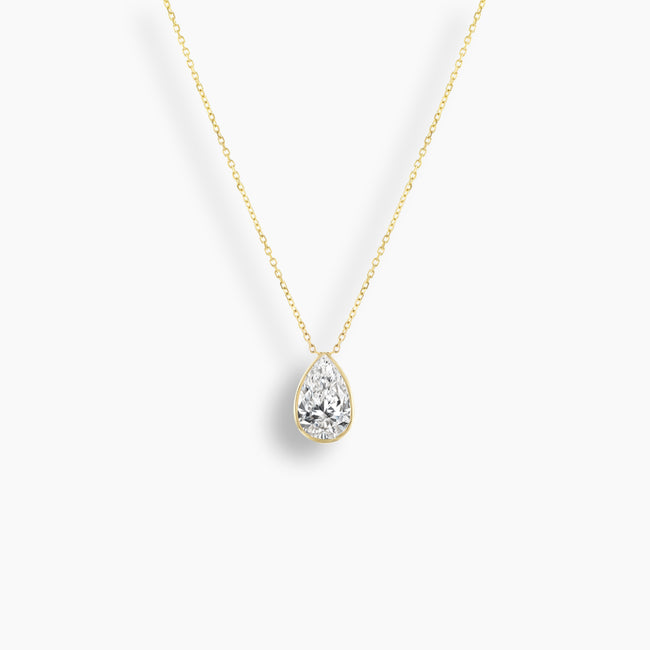 Pear Cut Diamond Bezel Necklace