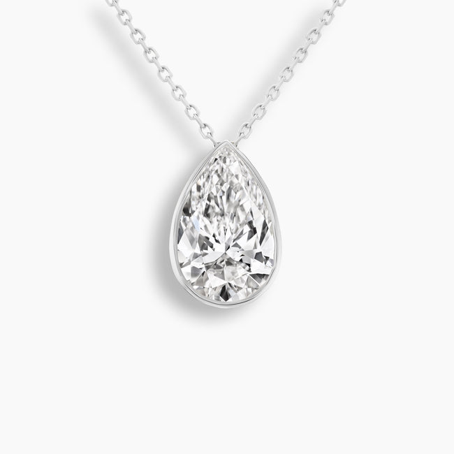 Pear Cut Diamond Bezel Necklace