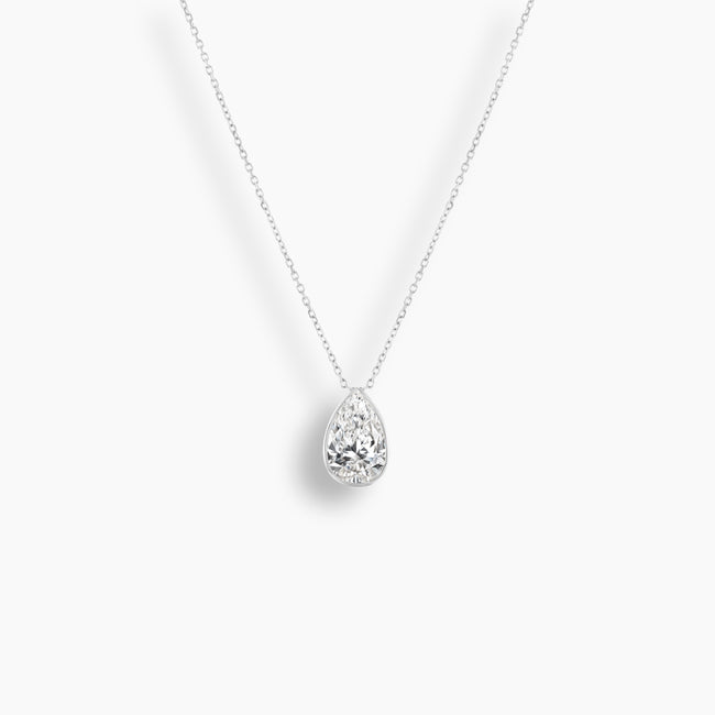 Pear Cut Diamond Bezel Necklace