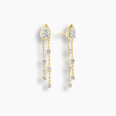Pear Diamond Bezel Cosmic Dangle Earrings