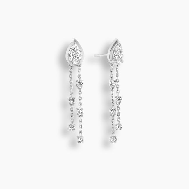 Pear Diamond Bezel Cosmic Dangle Earrings