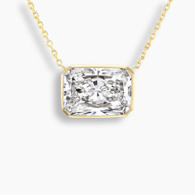 East West Radiant Cut Diamond Bezel Necklace